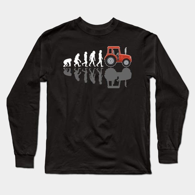 Tractor Farmer Evolution with Shadow Long Sleeve T-Shirt by Shirtbubble